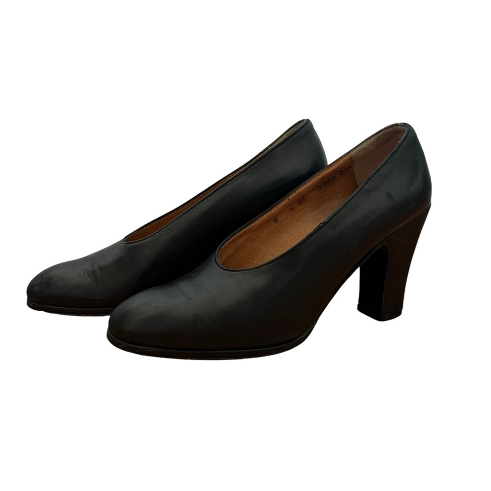 Robert Clergerie VTG Black Leather Pumps heels 80s Vintage Made in France Size 6